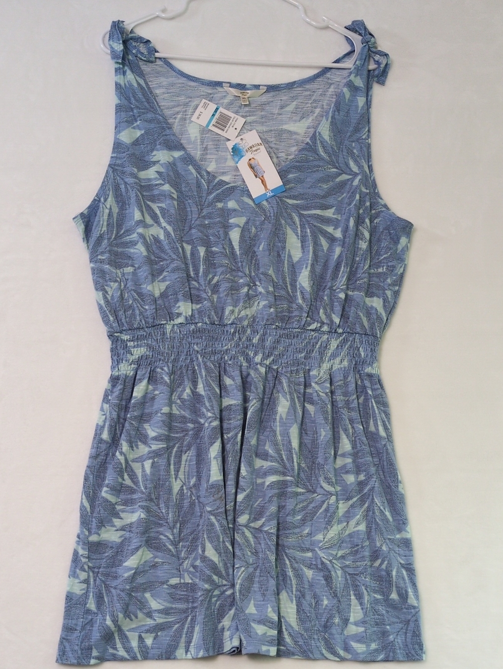 NWT Hawaiian Tropic Cooling Oasis Palm Dress XL Extra Large Smocked Coverup